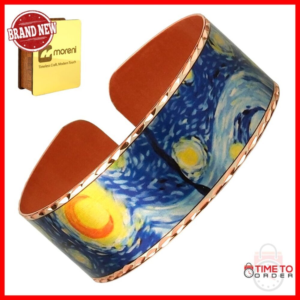 Handcrafted Copper Cuff Bracelet, Art Engraved, Gift Box Included